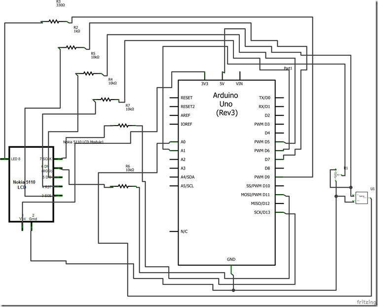 Nokia 5110 and TMP Sensor_schem